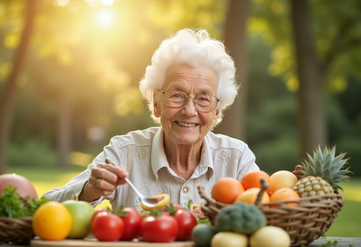 Активні люди старшого віку насолоджуються здоровою їжею